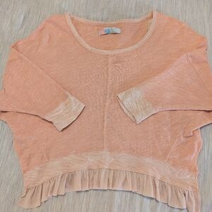 Free People Beach Ruffle Hem Top Pink Peach Size S